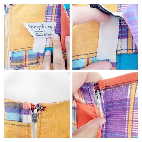 Vintage Periphery Designed by Arthur Williams Faux Patchwork Peasant Maxi Dress - Picture 10 of 12